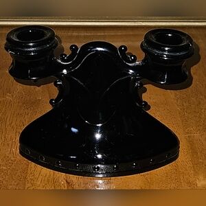 LE Smith Amethyst Mt. Pleasant Black Double Candle Holder